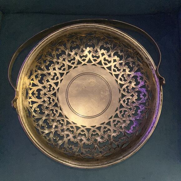 Vintage Homan Plate on Nickel Silver Centerpiece SERVING DISH - Picture 2 of 4